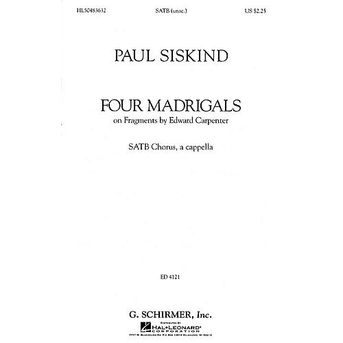 G. Schirmer Four Madrigals (SSAATTBB a cappella) SATB DV A Cappella composed by Paul Siskind