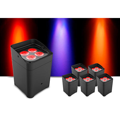 CHAUVET DJ Freedom Flex H4 Wireless RGBAW+UV LED PAR Wash Light 6-Pack With Charging Case