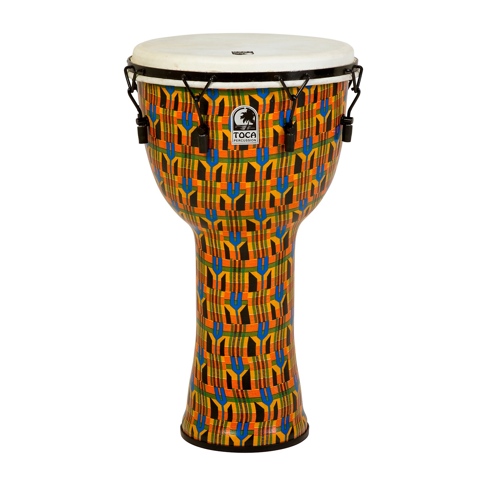 Toca Freestyle Djembe Kente Cloth Mechanically Tuned 14 in