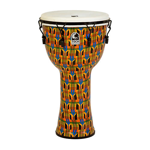 Toca Freestyle Djembe - Kente Cloth Mechanically Tuned 14 in.