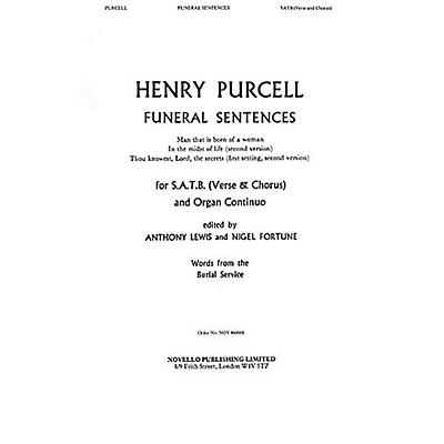 Novello Funeral Sentences SATB, Organ Composed by Henry Purcell