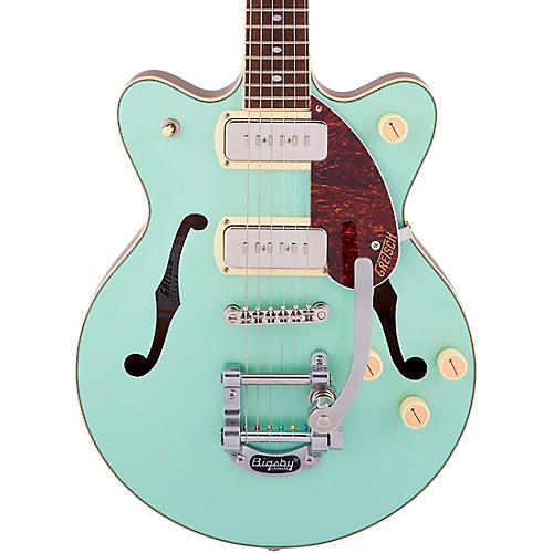 Gretsch Guitars G2655T-P90 Streamliner Center Block Jr. Double-Cut P90 with Bigsby Two-Tone Mint Metallic and Vintage Mahogany Stain