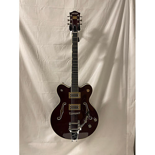 Gretsch Guitars G6609TFM Players Edition Broadkaster Center Block Electric Guitar With String-Thru Bigsby Hollow Body Electric Guitar Flame Maple Dark Cherry Stain