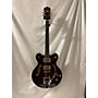 Used Gretsch Guitars G6609TFM Players Edition Broadkaster Center Block Electric Guitar With String-Thru Bigsby Hollow Body Electric Guitar Flame Maple Dark Cherry Stain