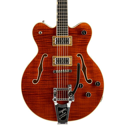 Gretsch Guitars G6609TFM Players Edition Broadkaster Center Block Electric Guitar With String-Thru Bigsby and Flame Maple Bourbon Stain