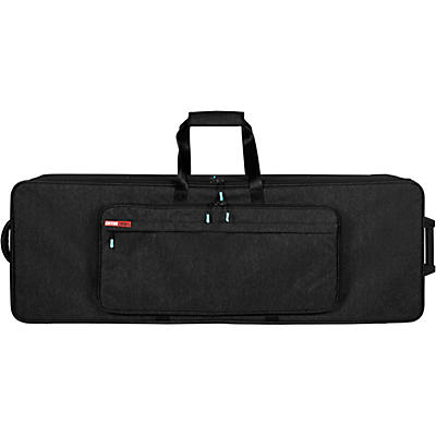 Gator GKP76-BLK Semi-Rigid Lightweight Pro Wheeled Case for 76-Note Keyboards; Charcoal Black Electric Blue Interior