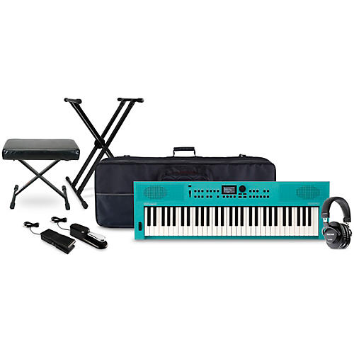 Roland GO:KEYS Keyboard Package With TASCAM TH-200X Studio Headphones and Accessories - Turquoise