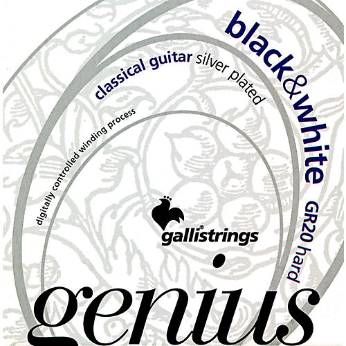 GR20 GENIUS Black And White Coated Silverplated Hard Tension Classical Acoustic Guitar Strings