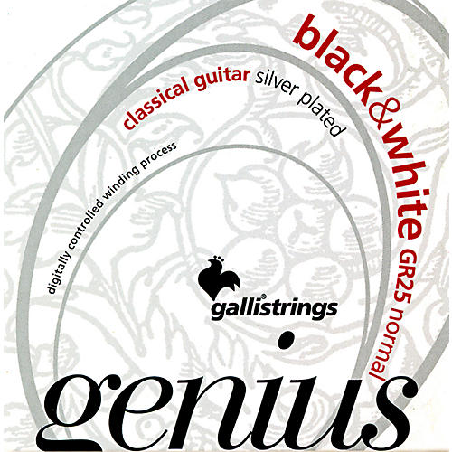 GR25 GENIUS Black and White Coated Silverplated Normal Tension Classical Acoustic Guitar Strings