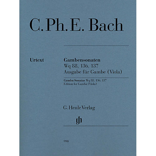 G. Henle Verlag Gamba Sonatas, Wq 88, 136, 137 by Carl Philipp Emanuel Bach Edited by Ernst-Gunter Heinemann