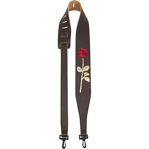 Perri's Garment Leather Banjo Strap With Embossed Rose Brown 2.5 in.
