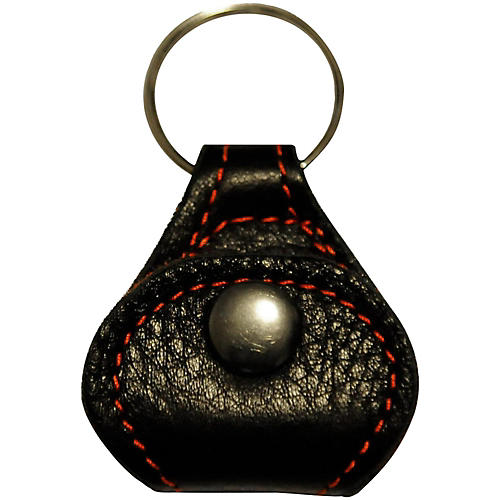 Perri's Garment Leather Keychain Guitar Pick Holder Italian Black On Cherry Red