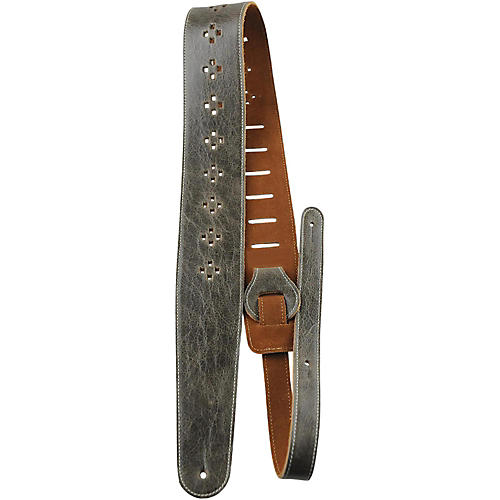 Garment Leather w/ Perforated Hole Design Guitar Strap