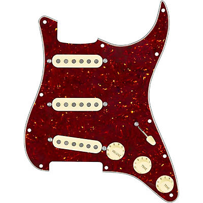 920d Custom Generation Loaded Pickguard For Strat With Aged White Pickups and Knobs and S5W-BL-V Wiring Harness