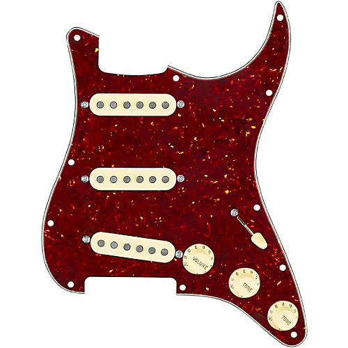 920d Custom Generation Loaded Pickguard For Strat With Aged White Pickups and Knobs and S5W-BL-V Wiring Harness Tortoise