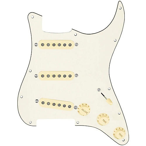 920d Custom Generation Loaded Pickguard For Strat With Aged White Pickups and Knobs and S5W Wiring Harness Parchment
