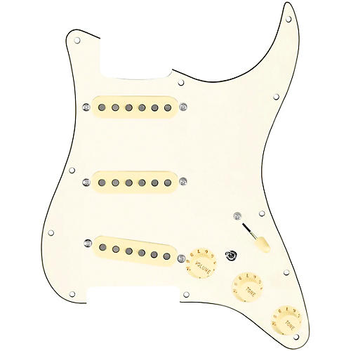 920d Custom Generation Loaded Pickguard For Strat With Aged White Pickups and Knobs and S7W-MT Wiring Harness Parchment