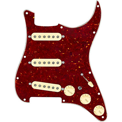 920d Custom Generation Loaded Pickguard For Strat With Aged White Pickups and Knobs and S7W-MT Wiring Harness Tortoise