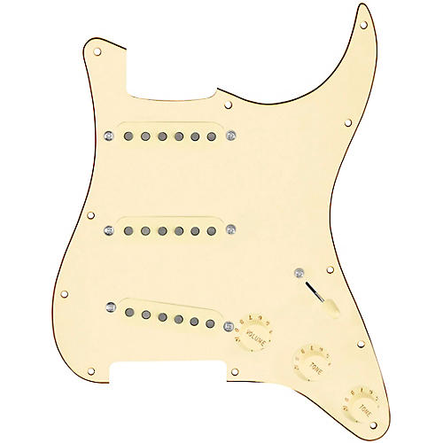 920d Custom Generation Loaded Pickguard For Strat With Aged White Pickups and Knobs and S7W Wiring Harness Aged White