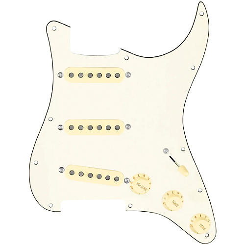 920d Custom Generation Loaded Pickguard For Strat With Aged White Pickups and Knobs and S7W Wiring Harness Parchment