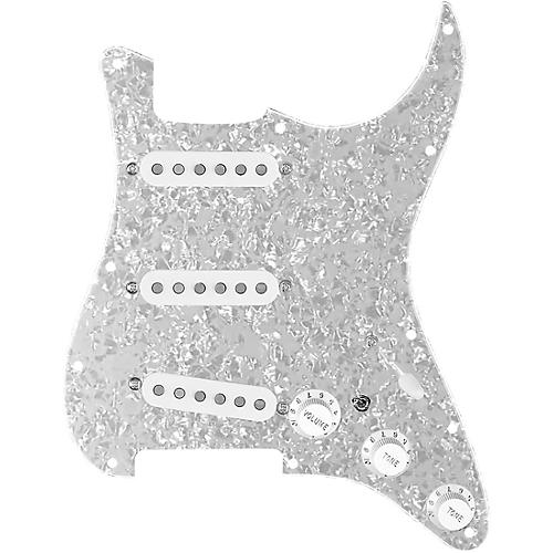 920d Custom Generation Loaded Pickguard For Strat With Black Pickups and Knobs and S7W-MT Wiring Harness White Pearl