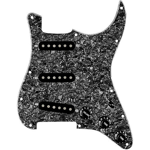 920d Custom Generation Loaded Pickguard For Strat With Black Pickups and Knobs and S7W Wiring Harness Black Pearl