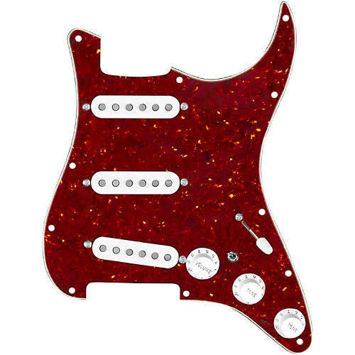 920d Custom Generation Loaded Pickguard For Strat With White Pickups and Knob and S7W-MT Wiring Harness Tortoise