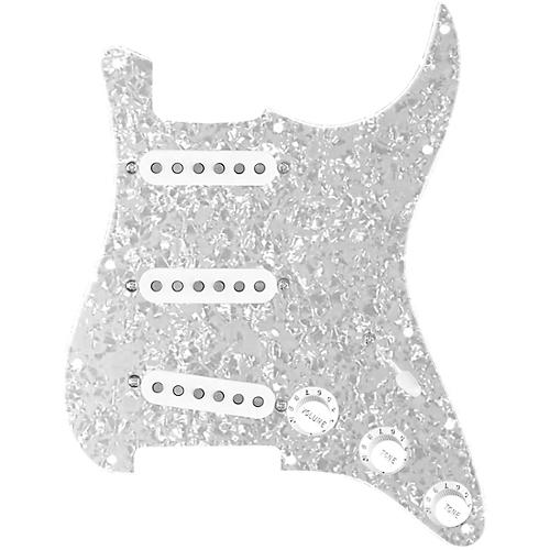 920d Custom Generation Loaded Pickguard For Strat With White Pickups and Knobs and S5W-BL-V Wiring Harness White Pearl