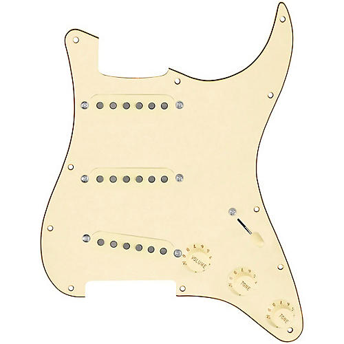 920d Custom Generation Loaded Pickguard for Strat With Aged White Pickups & Knobs, S5W Wiring Harness Aged White