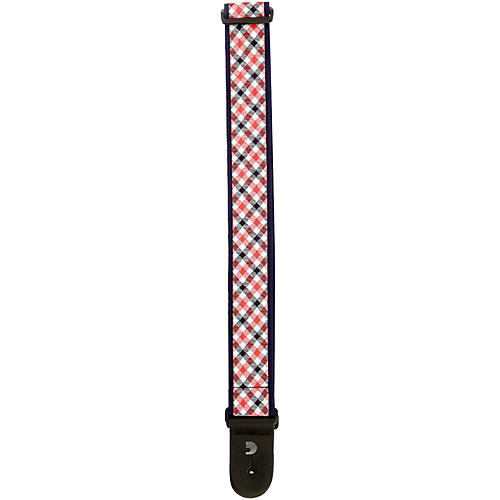 Gingham Woven Guitar Strap Red & Navy