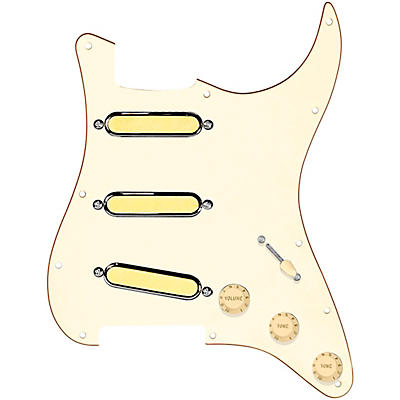 920d Custom Gold Foil Loaded Pickguard For Strat With Aged White Pickups and Knobs and S5W-BL-V Wiring Harness