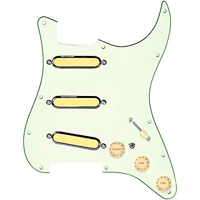 920d Custom Gold Foil Loaded Pickguard For Strat With Aged White Pickups and Knobs and S7W-MT Wiring Harness