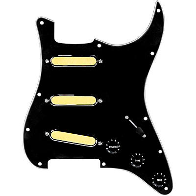 920d Custom Gold Foil Loaded Pickguard For Strat With Black Pickups and Knobs and S5W-BL-V Wiring Harness