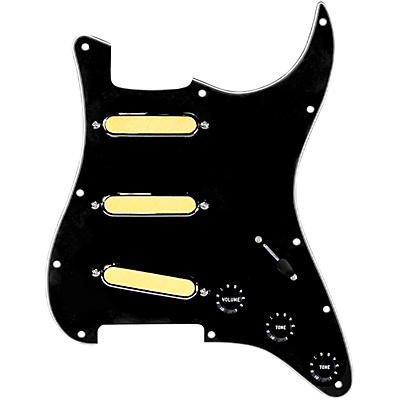 920d Custom Gold Foil Loaded Pickguard For Strat With Black Pickups and Knobs and S5W Wiring Harness