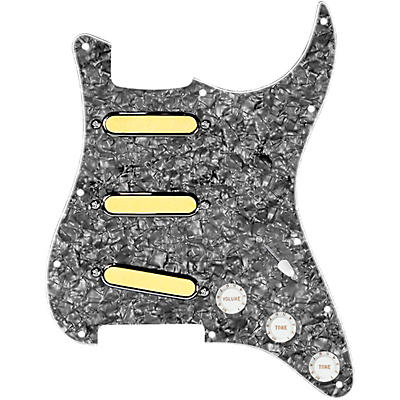 920d Custom Gold Foil Loaded Pickguard For Strat With White Pickups and Knobs and S5W Wiring Harness