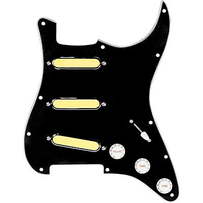 920d Custom Gold Foil Loaded Pickguard For Strat With White Pickups and Knobs and S5W Wiring Harness