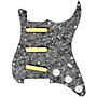 920d Custom Gold Foil Loaded Pickguard For Strat With White Pickups and Knobs and S7W Wiring Harness Black Pearl