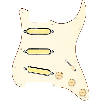 920d Custom Gold Foil Loaded Pickguard for Strat With Aged White Pickups & Knobs, S7W Wiring Harness