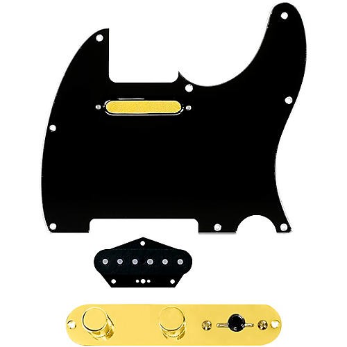 920d Custom Gold Foil Loaded Pickguard for Tele With T3W-REV-G Control Plate Black