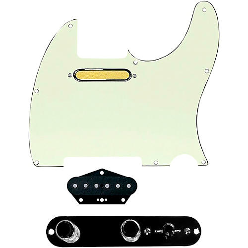 920d Custom Gold Foil Loaded Pickguard for Tele With T4W-REV-B Control Plate Mint Green