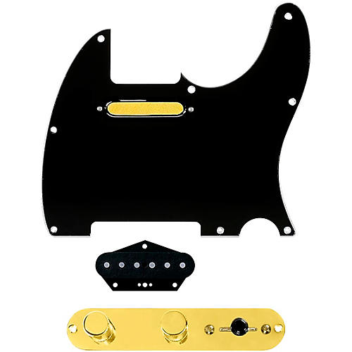 920d Custom Gold Foil Loaded Pickguard for Tele With T4W-REV-G Control Plate Black