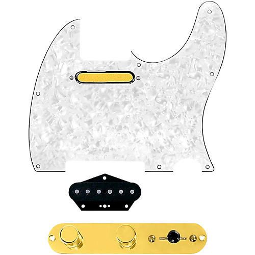 920d Custom Gold Foil Loaded Pickguard for Tele With T4W-REV-G Control Plate White Pearl