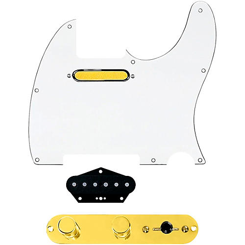 920d Custom Gold Foil Loaded Pickguard for Tele With T4W-REV-G Control Plate White