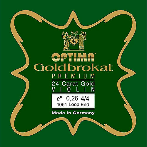 Optima Goldbrokat Premium 24K Gold Plated Steel Violin E String 4/4 Size, Light Steel, 26 guage loop end