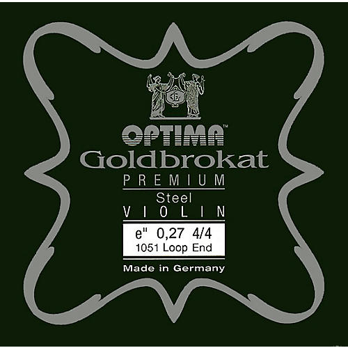 Optima Goldbrokat Premium Series Steel Violin E String 4/4 Size, Medium Steel, 27 guage loop end