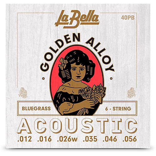 LaBella Golden Alloy 6-String Acoustic Guitar Strings Bluegrass (12 - 56)