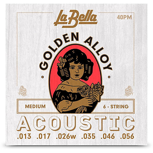 LaBella Golden Alloy 6-String Acoustic Guitar Strings Medium (13-56)