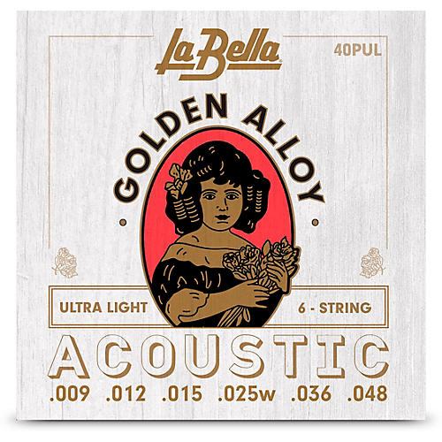 LaBella Golden Alloy 6-String Acoustic Guitar Strings Ultra Light (9 - 48)