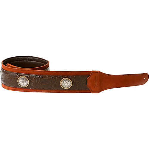 Taylor Grand Pacific Leather Strap, Nickel Conchos Brown 3 in.