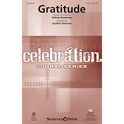 Shawnee Press Gratitude SATB arranged by Heather Sorenson